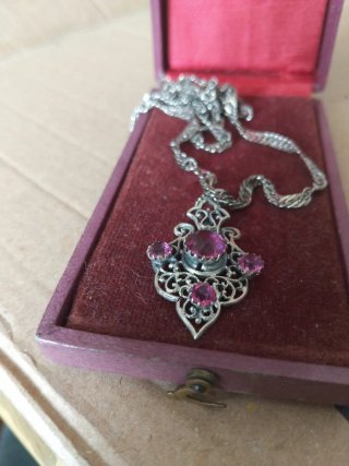 Collar antiguo plata con piedras