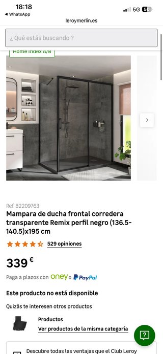Mampara Ducha Frontal Corredera Remix Negra
