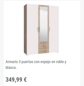 Armario 3 puertas madera y blanco