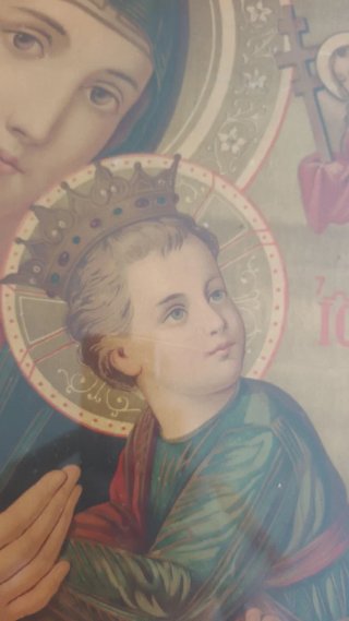 Cuadro antiguo Virgen y Niño