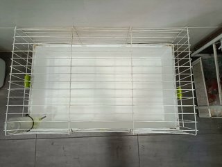 Jaula para conejo blanca y verde