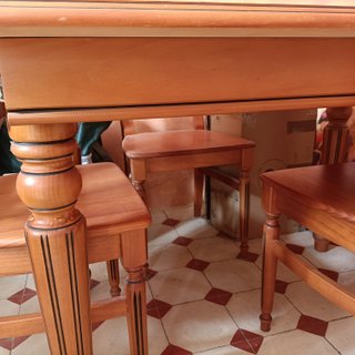 Mesa comedor madera provenzal 1,38x0,90 y 4 sillas