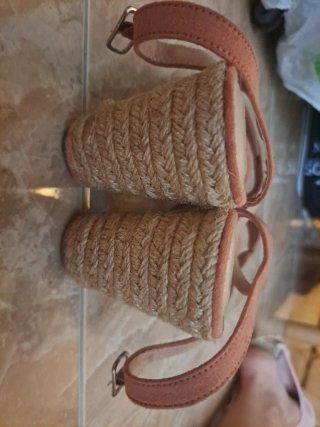 Sandalias cuña esparto rosa