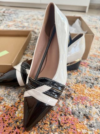 Zapatos elegantes tacón blanco y negro T37