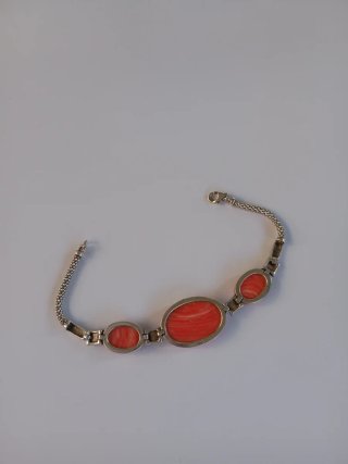 Pulsera Plata con Piedras rosadas Ovaladas