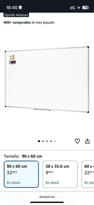 Pizarra Blanca Amazon 90x60 cm