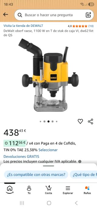 Fresadora DeWalt DW621-QS 1100W