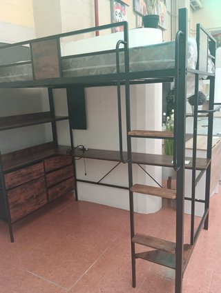 Litera individual con escritorio con colchón 90cm