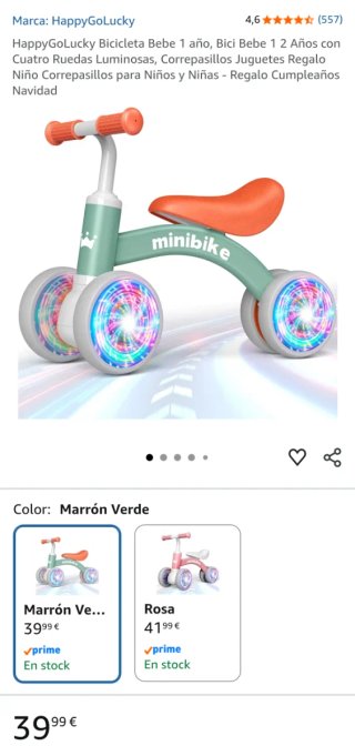 Bicicleta Minibike aprendizaje 1-2 años