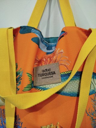 Bolsa de playa Turquesa peces naranja