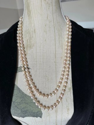Collana doppia perle mare chiusura oro bianco