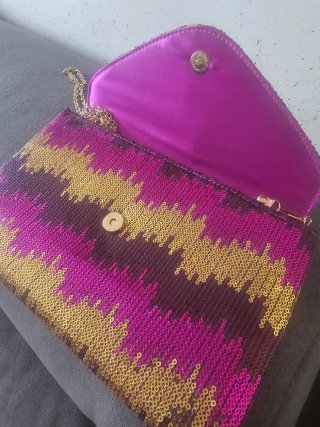 Bolso fiesta lentejuelas fucsia/morado