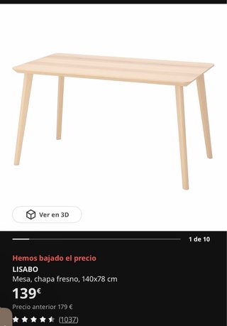 Mesa de comedor LISABO 140x78 cm
