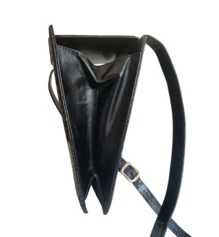 Bandolera unisex cuero negra 70s