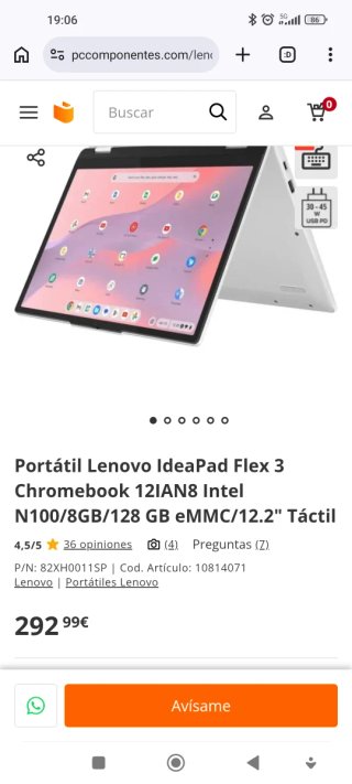 Portátil lenovo Chromebook tactil