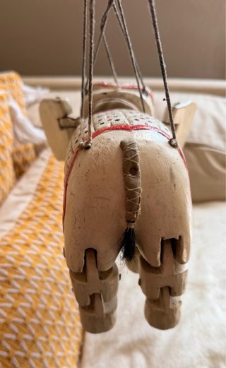 Marionetta Elefante Vintage Legno Decorato