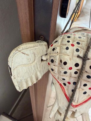 Marionetta Elefante Vintage Legno Decorato