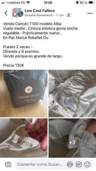 Cancán Fallera Blanco Talla 100 Cancan En pac