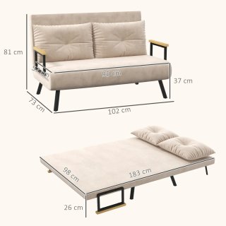 Sofá Cama Convertible Beige 4 en 1 ajustable 2 pl
