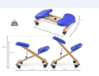 Silla ergonómica rodillas madera y piel.
