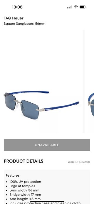 Gafas de sol TAG Heuer azules y plateadas