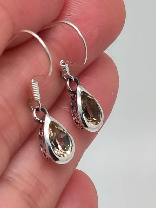 Pendientes Plata 925 y Cuarzo Citrino