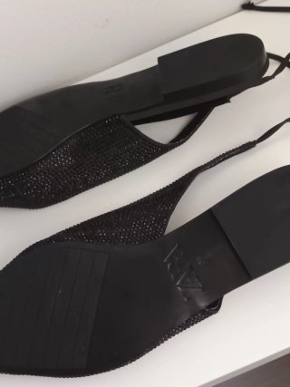 Sandalias Zara Negras Talla 36 Brillantes De atar