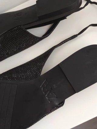 Sandalias Zara Negras Talla 36 Brillantes De atar