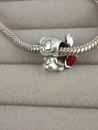 Charm Stitch rosa roja nuevo plata