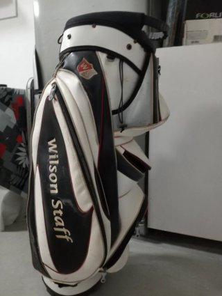 Mochila de golf antigua de piel