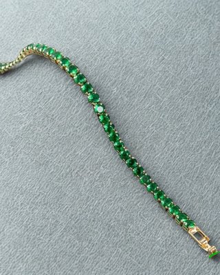 Braccialetto tennis oro con zirconi verdi