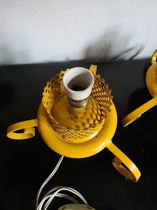 Midcentury coppia lampade gialle