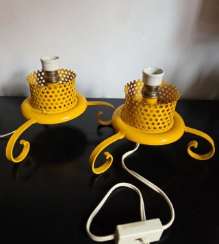 Midcentury coppia lampade gialle