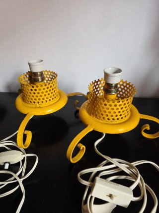 Midcentury coppia lampade gialle