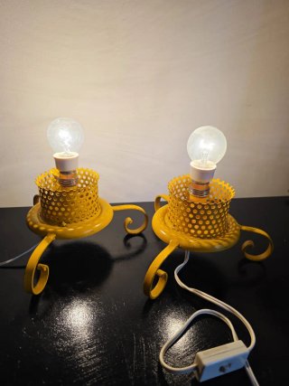 Midcentury coppia lampade gialle
