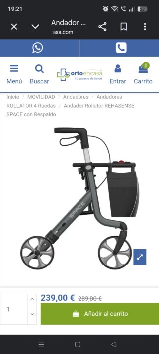 Andador 4 ruedas SPACE LX naranja