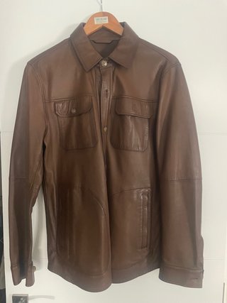 Sobrecamisa Piel Marrón Massimo Dutti
