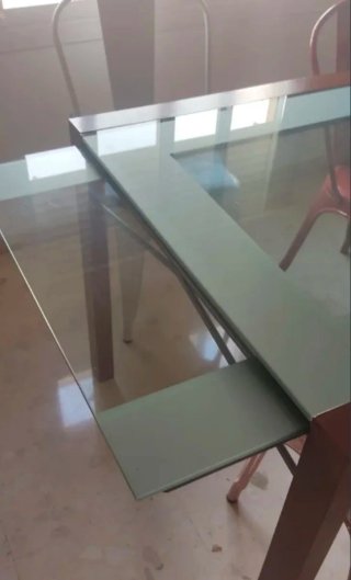 Mesa de salón cristal y madera