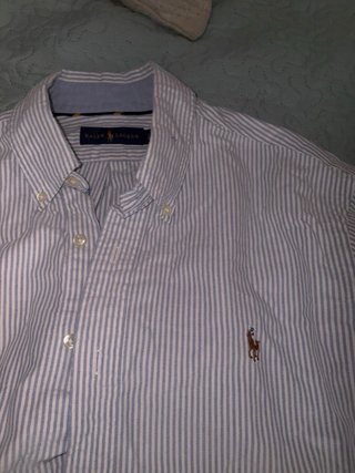 Camisa Ralph Lauren Rayas Azul y Blanca Verdadero