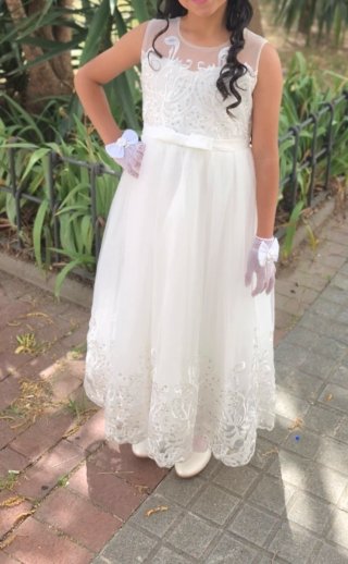 Vestido blanco comunión/fiesta niña talla 10