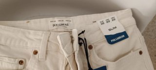 Pantalón vaquero Pull&Bear blanco Roto Talla 36