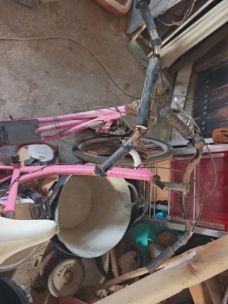 Bicicleta y patinete rosa
