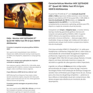 Monitor Gaming AOC 27 180Hz - c/Garantia