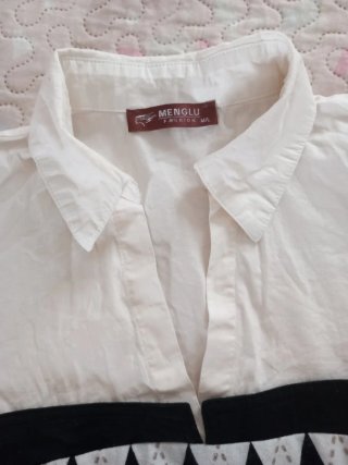 Talla 38 M/L Camisa manga corta Blanca y Negra