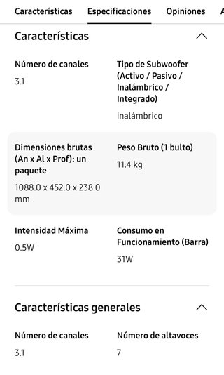 Barra Sonido Samsung HW-Q60C con Subwoofer