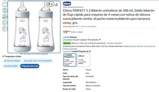 2 Biberones Chicco PERFECT 5 anticólicos 300ml