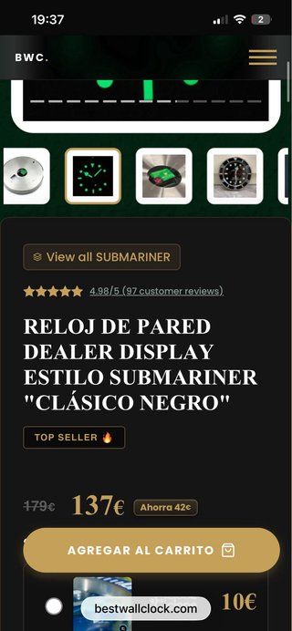 Reloj de Pared Estilo Submariner Rolex
