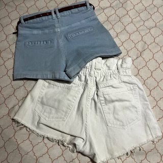 Conjunto 2 Shorts Bershka Azul y Blanco