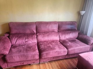 REGALO Sofá grande rosa con puff