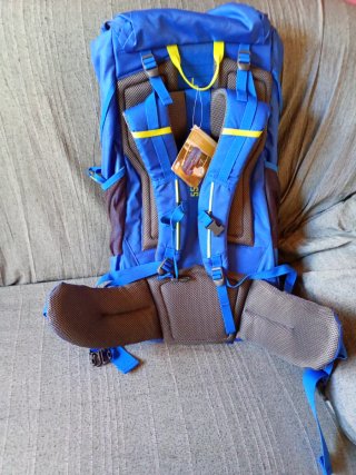 Mochila de camping azul 55L